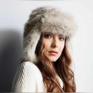 NWT Restoration Hardware Ultra Faux Fur Russian Ushanka Hat - White Arctic Fox